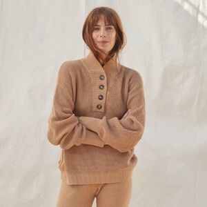 Lunya The cozy cotton silk waffle Henley pullover sweater Size XS​​